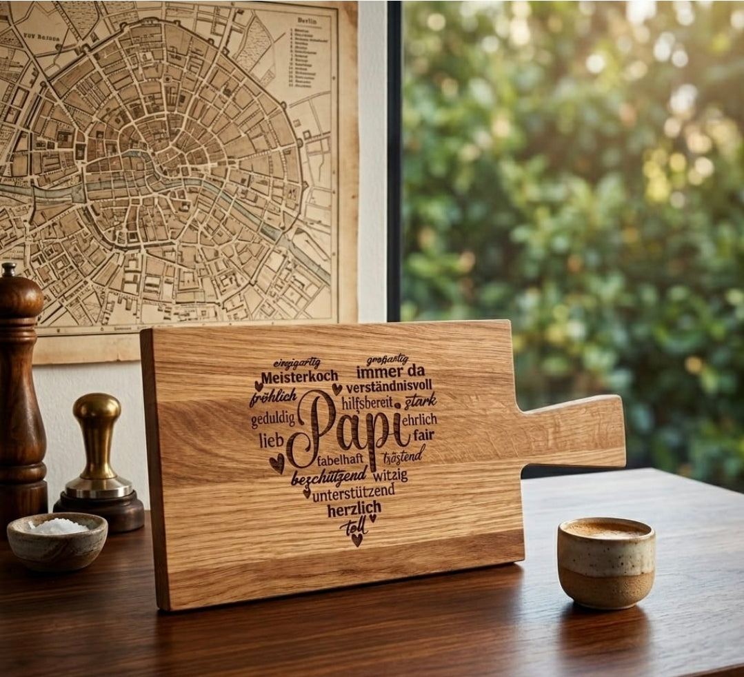 Holzschneidebretter graviert aus Eiche