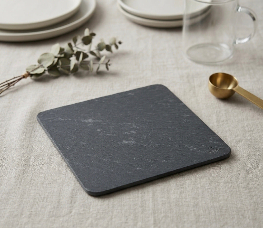 Schiefer-Untersetzer, 10 x 10 cm, 4er-Set