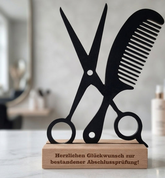 Holz - Aufsteller zur bestandenen Abschlussprüfung mit Gravur (25x15 cm)
