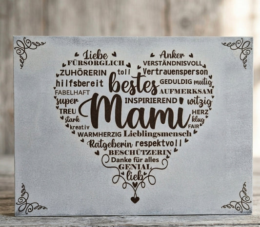 Holzschild „bestes Mami“ – Shabby Chic (40 x 30 cm)